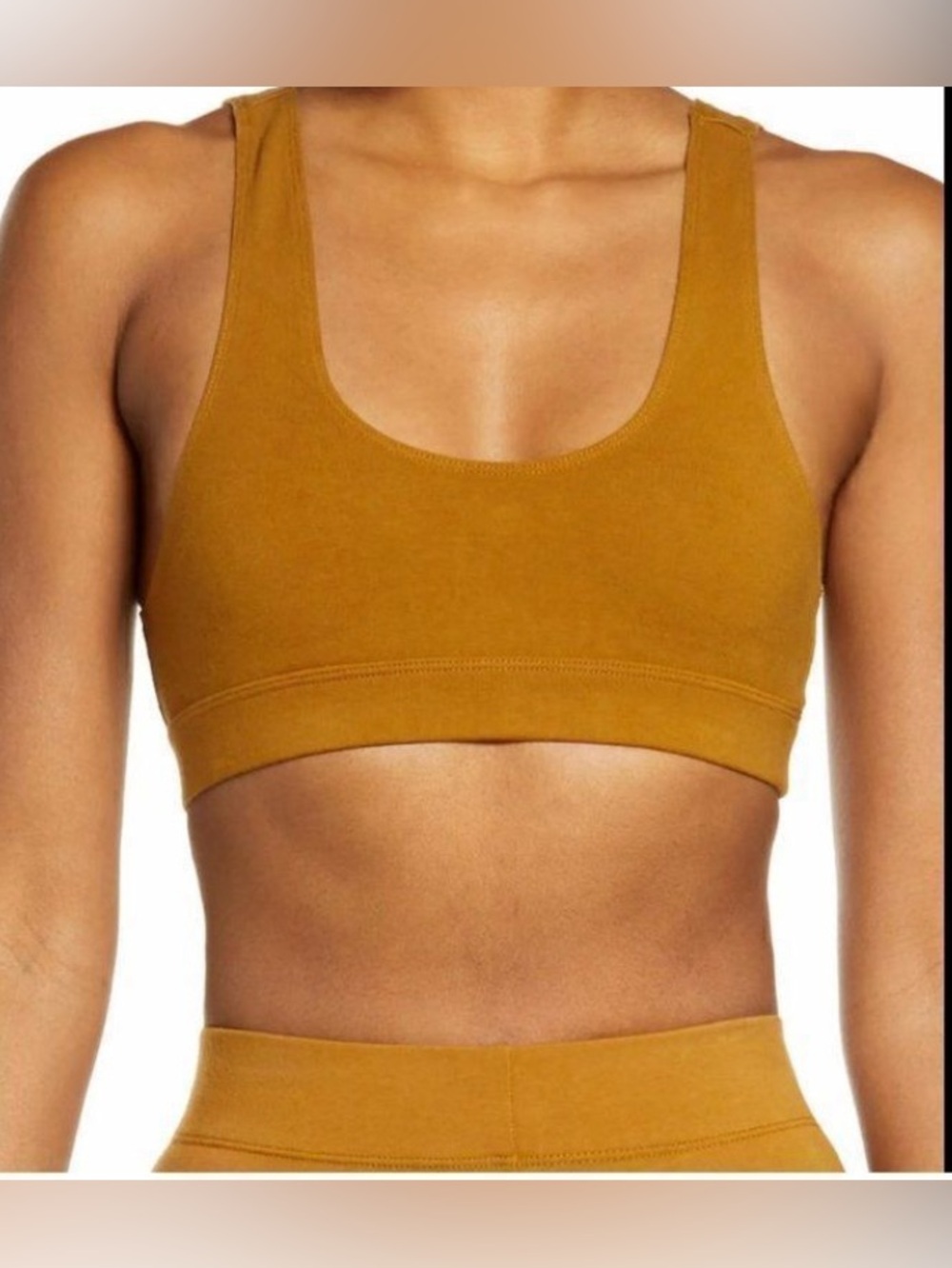 Good American Always Fits Scoop Bralette in Mustard Brown Size 1/2 Sm-Med